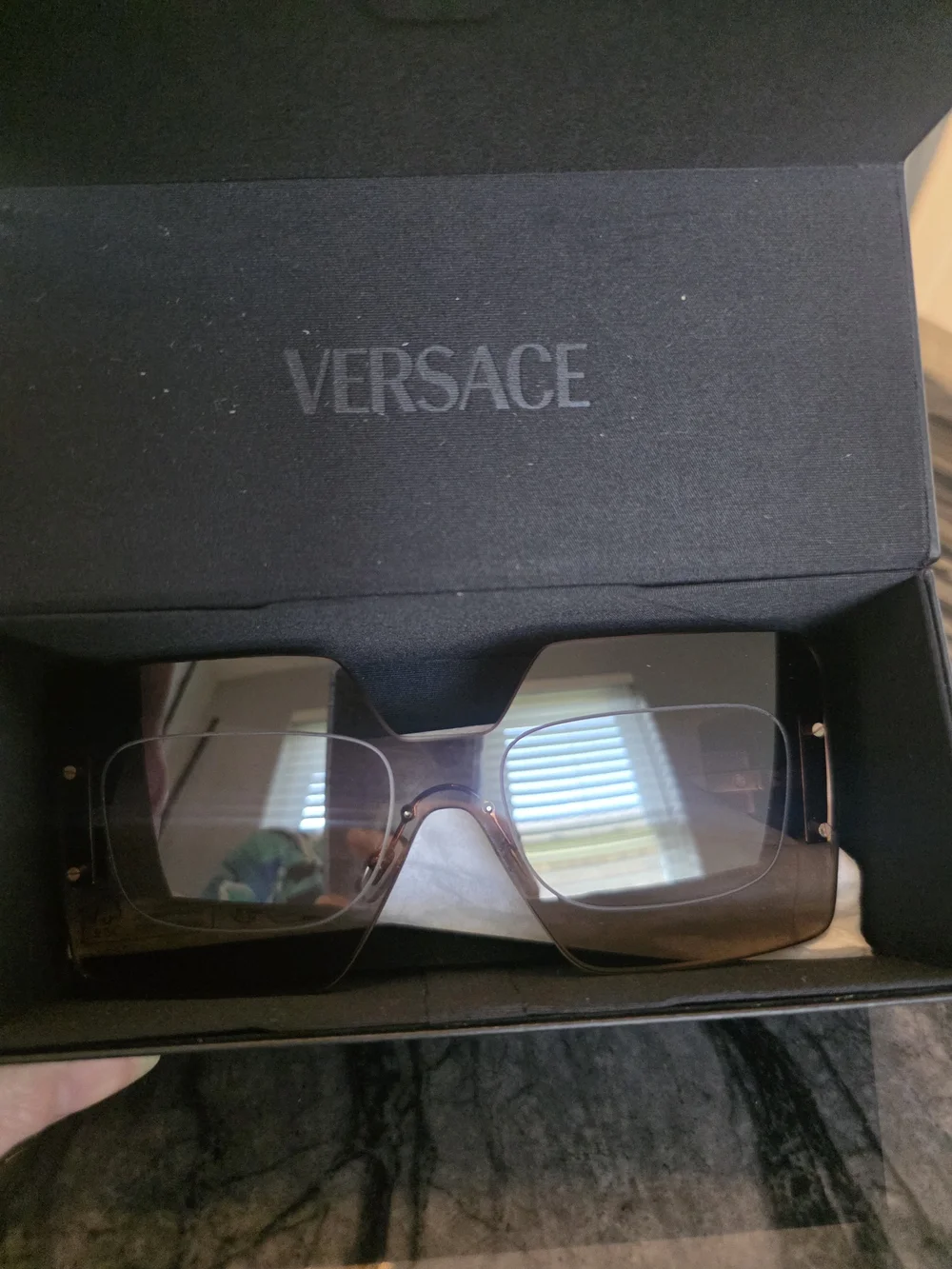 NWT Versace Women's Oversized Square Rimless Sunglasses